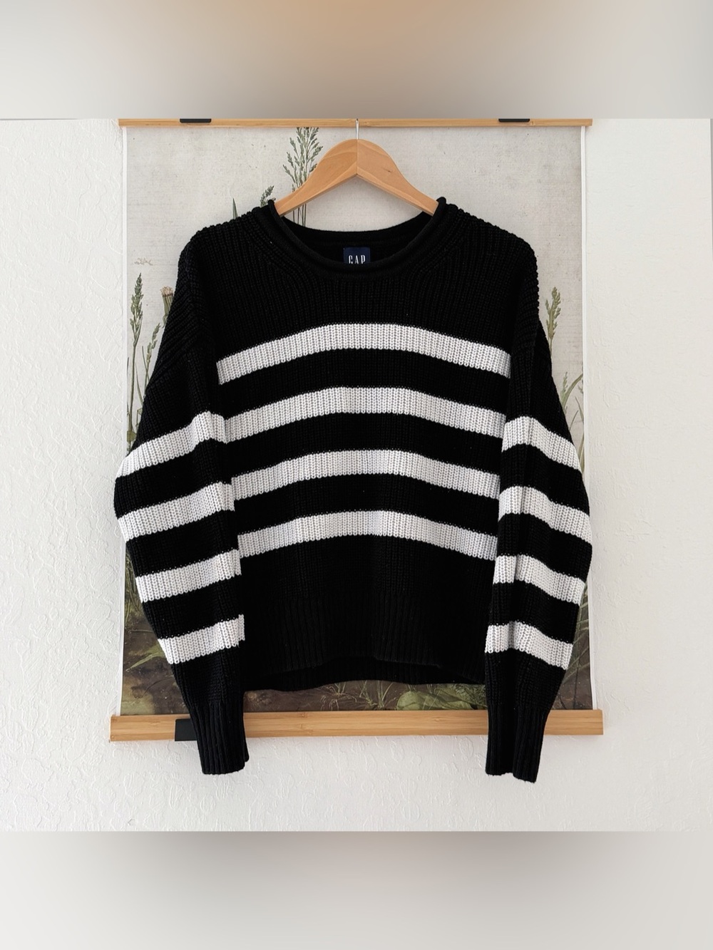 GAP Striped Cotton Sweater in Black & White Like New